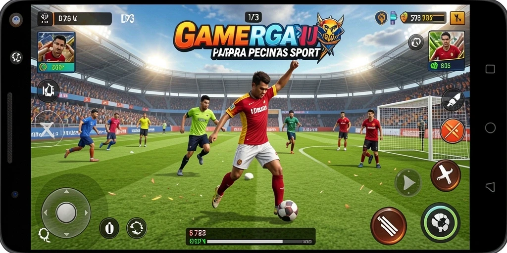 Tangkapan layar gameplay D73 yang penuh aksi olahraga.