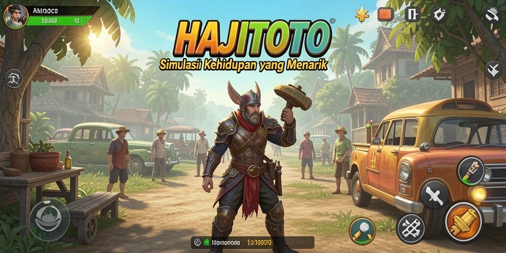 Screenshot gameplay HAJITOTO yang menunjukkan interaksi karakter.