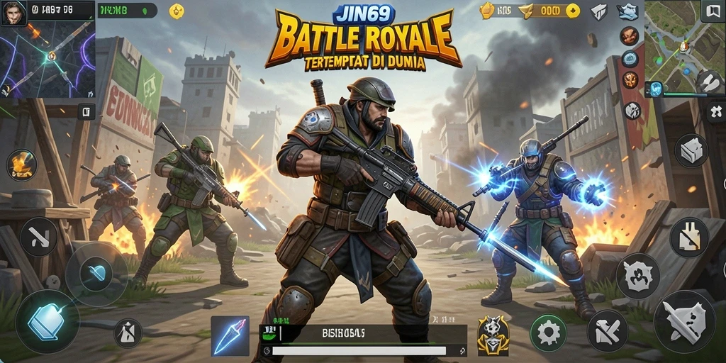 Tampilan gameplay seru dari JIN69 dalam aksi Battle Royale.