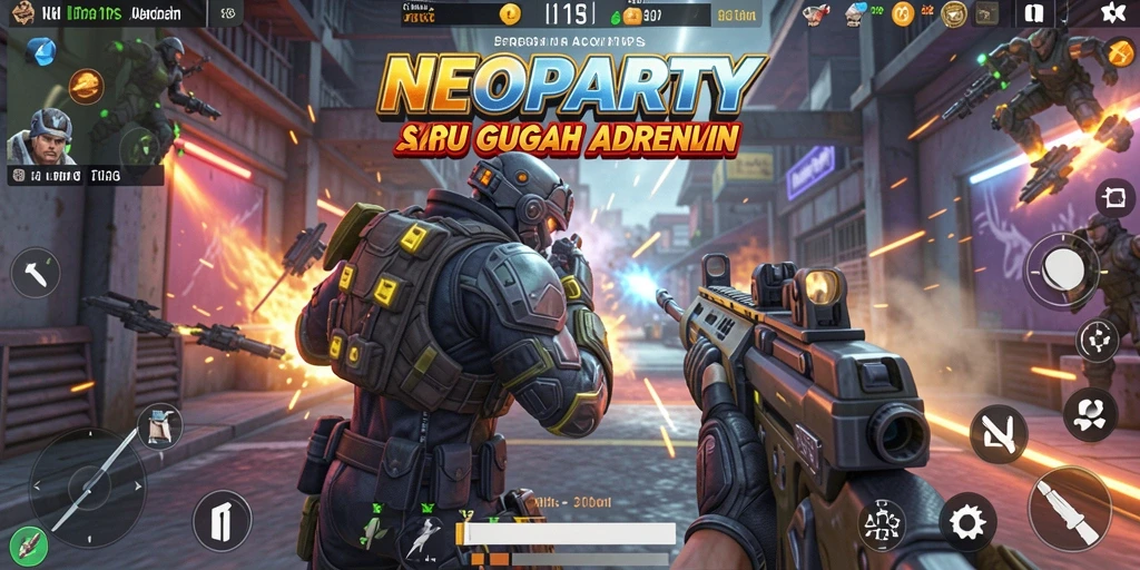 Tangkapan layar dari gameplay NEOPARTY yang menegangkan.
