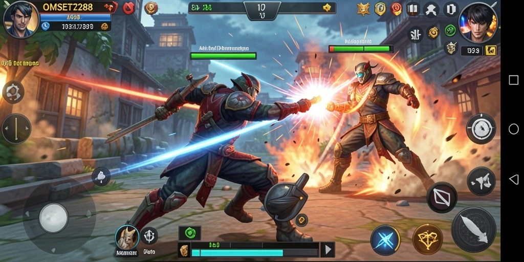 Screenshot gameplay OMSET288 menampilkan aksi pertarungan yang mendebarkan.