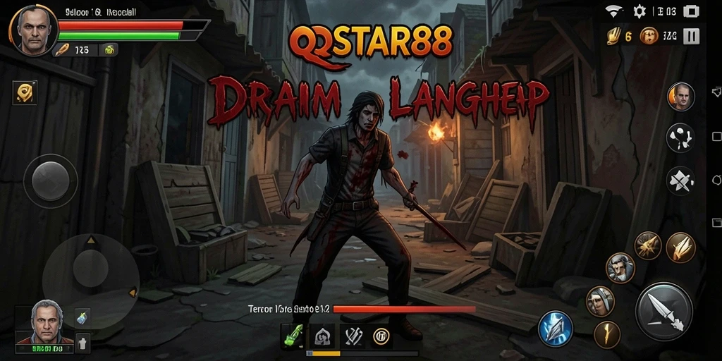 Tampilan gameplay menegangkan dalam QQSTAR88 dengan suasana horor yang mendalam.