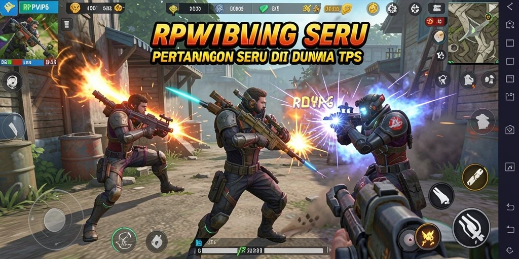 Tangkapan layar gameplay RPVIP6 menampilkan aksi menegangkan di medan perang TPS.